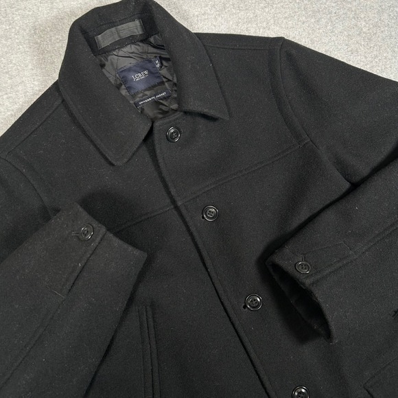 J.Crew University Jacket Mens Medium Black Preppy Stadium Cloth Wool Coat - Picture 1 of 10